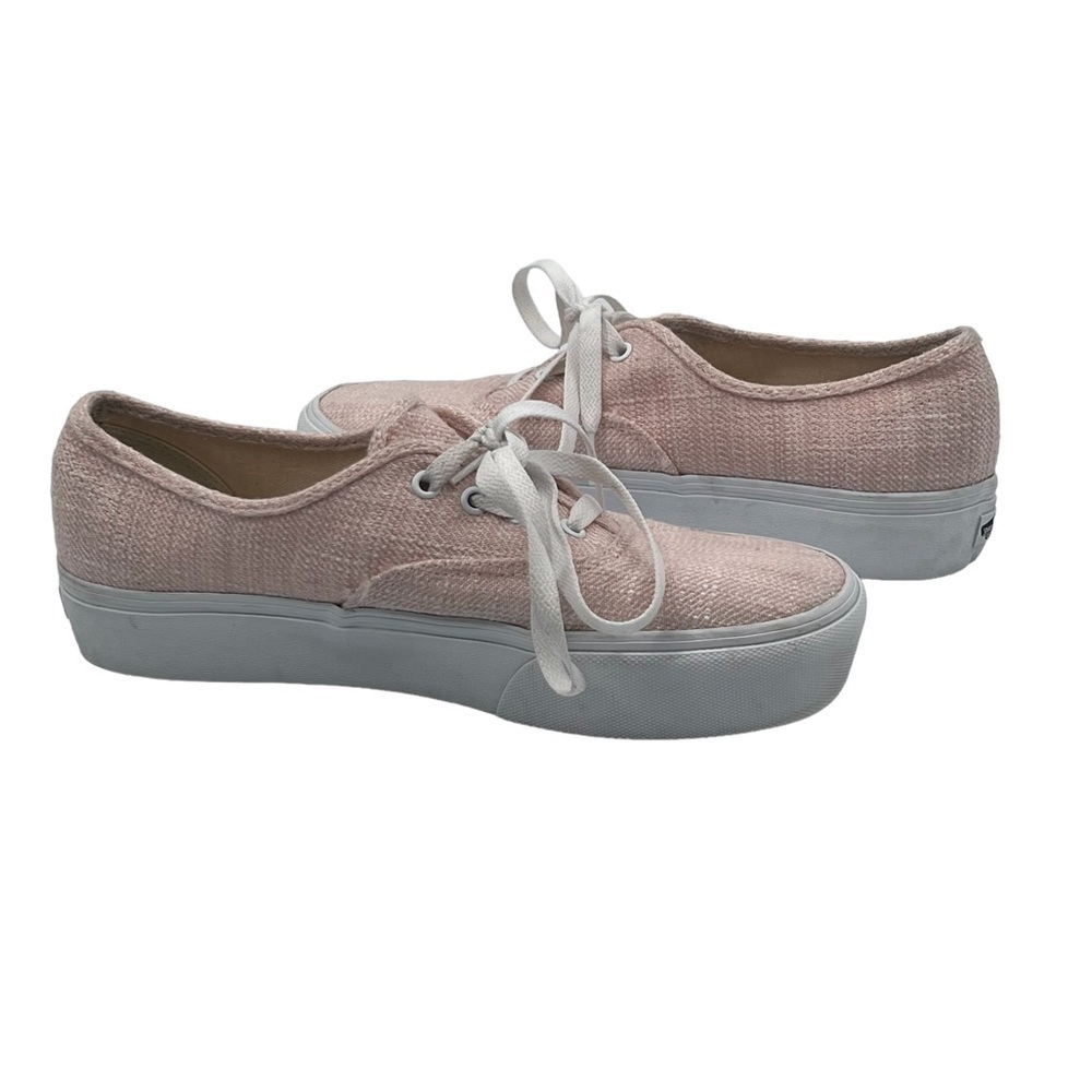 Vans Baby Pink Woven Platform Lace Up Sneakers Size 11 Women's